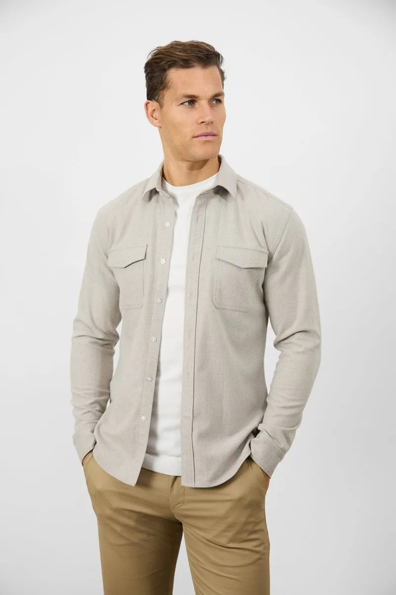Flannel Overshirt in Sand