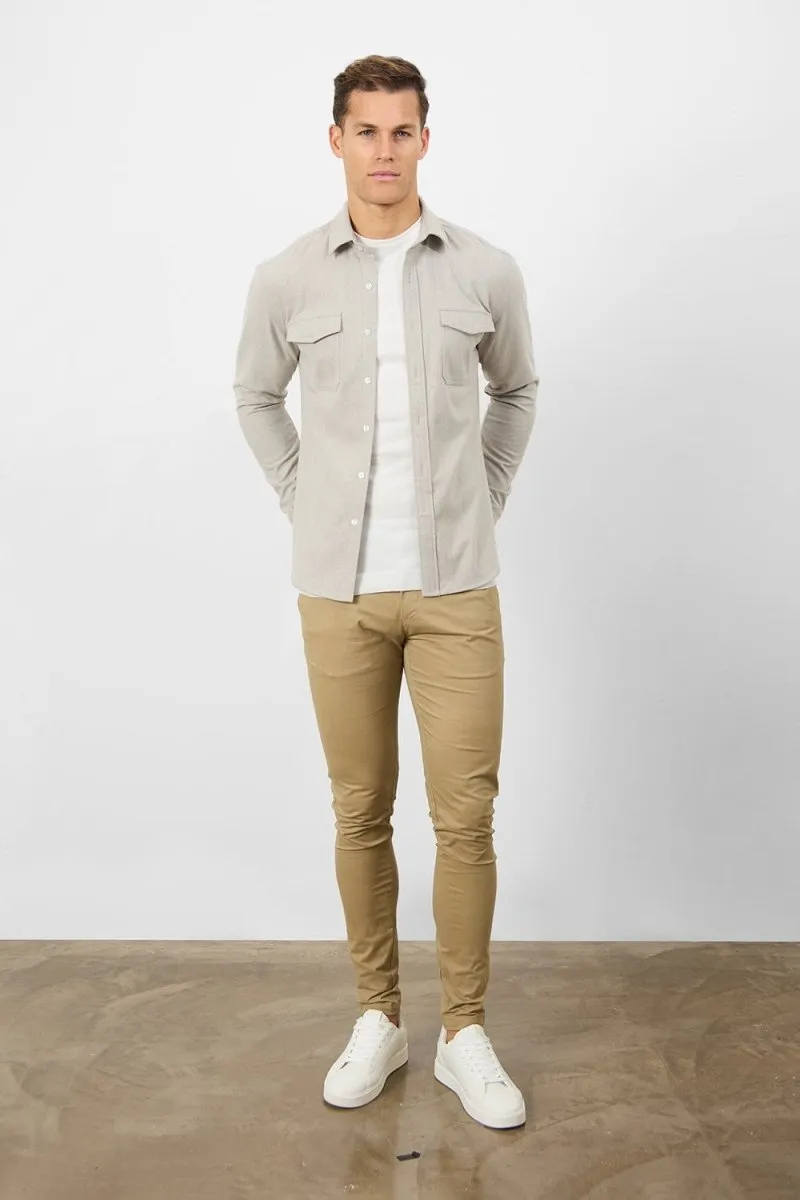 Flannel Overshirt in Sand