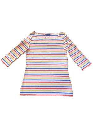 GARDE COTE MULTI - Multicolor Nautical Striped Sport Top With UV Protection | Women Fit (WHITE / YELLOW)