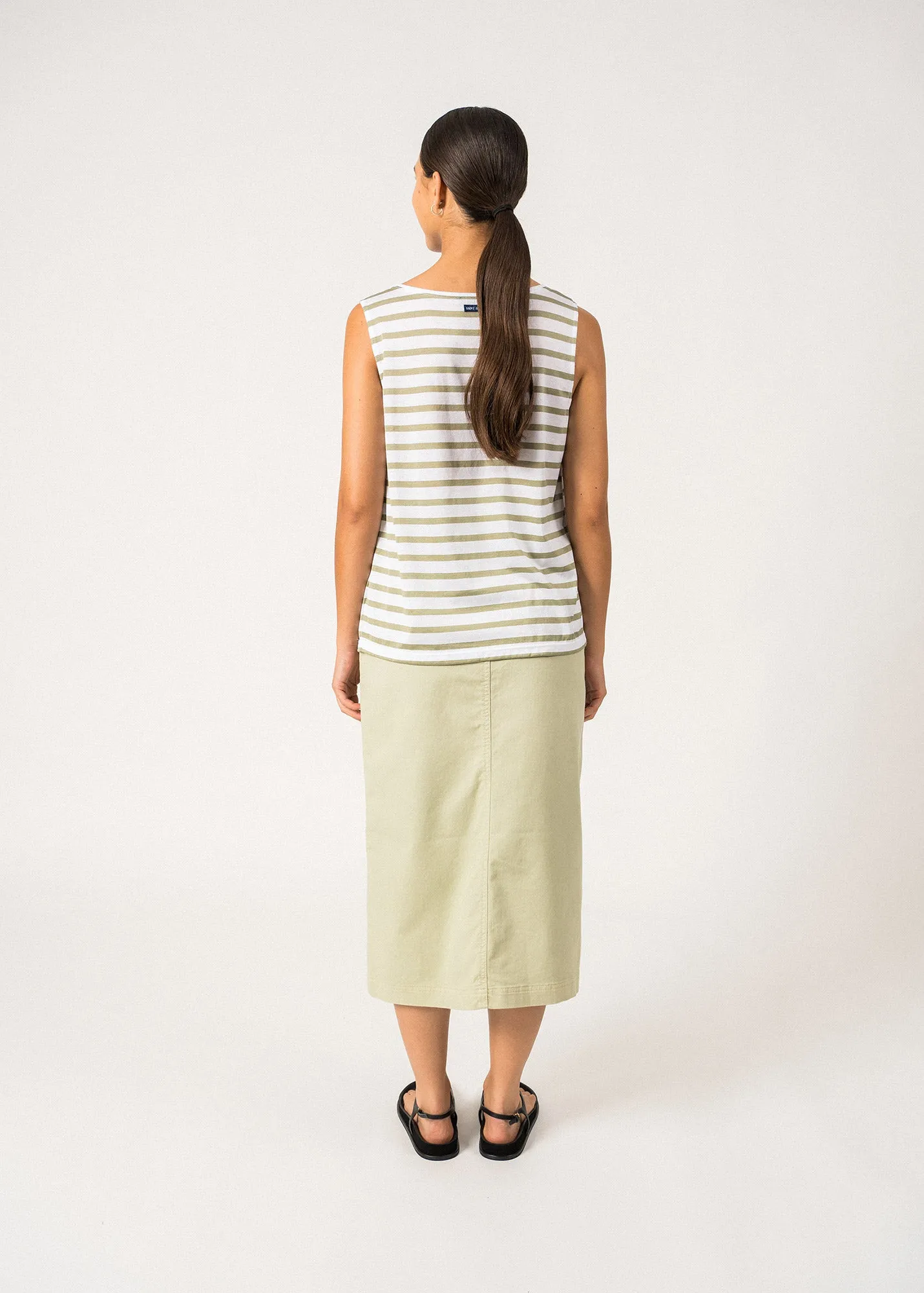 GASSIN - Striped Cotton Tank Top | Slim Fit (WHITE / SOFT ALMOND)