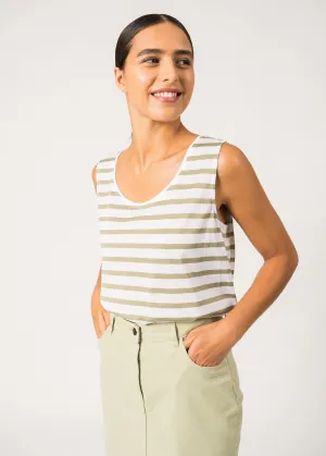 GASSIN - Striped Cotton Tank Top | Slim Fit (WHITE / SOFT ALMOND)