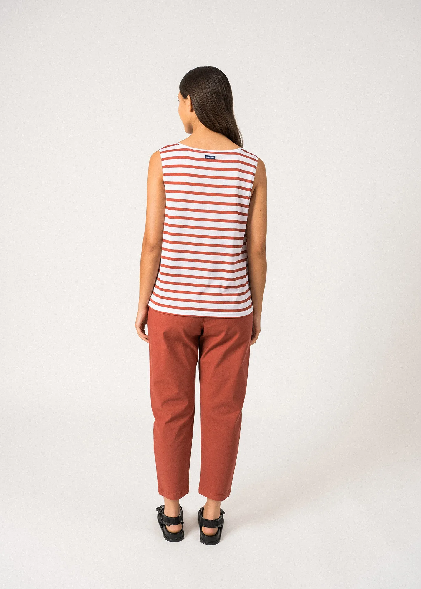 GASSIN - Striped Cotton Tank Top | Slim Fit (WHITE / TERRACOTTA)