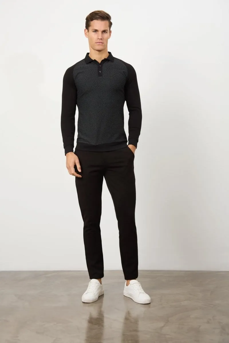 Geo Polo Shirt in Black