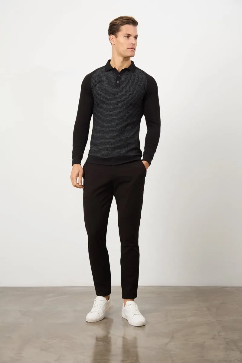 Geo Polo Shirt in Black