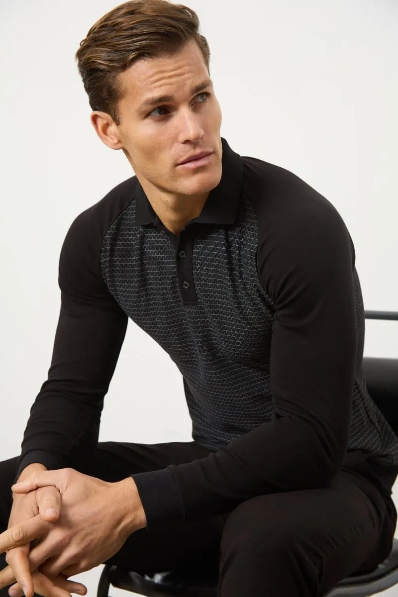 Geo Polo Shirt in Black