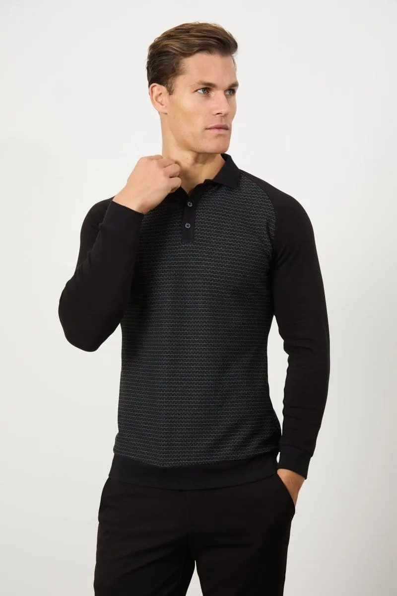 Geo Polo Shirt in Black