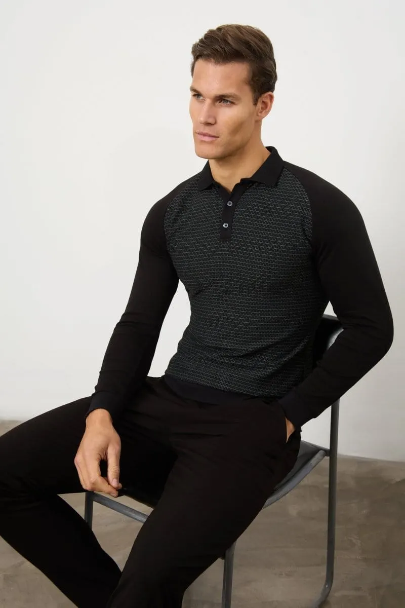 Geo Polo Shirt in Black