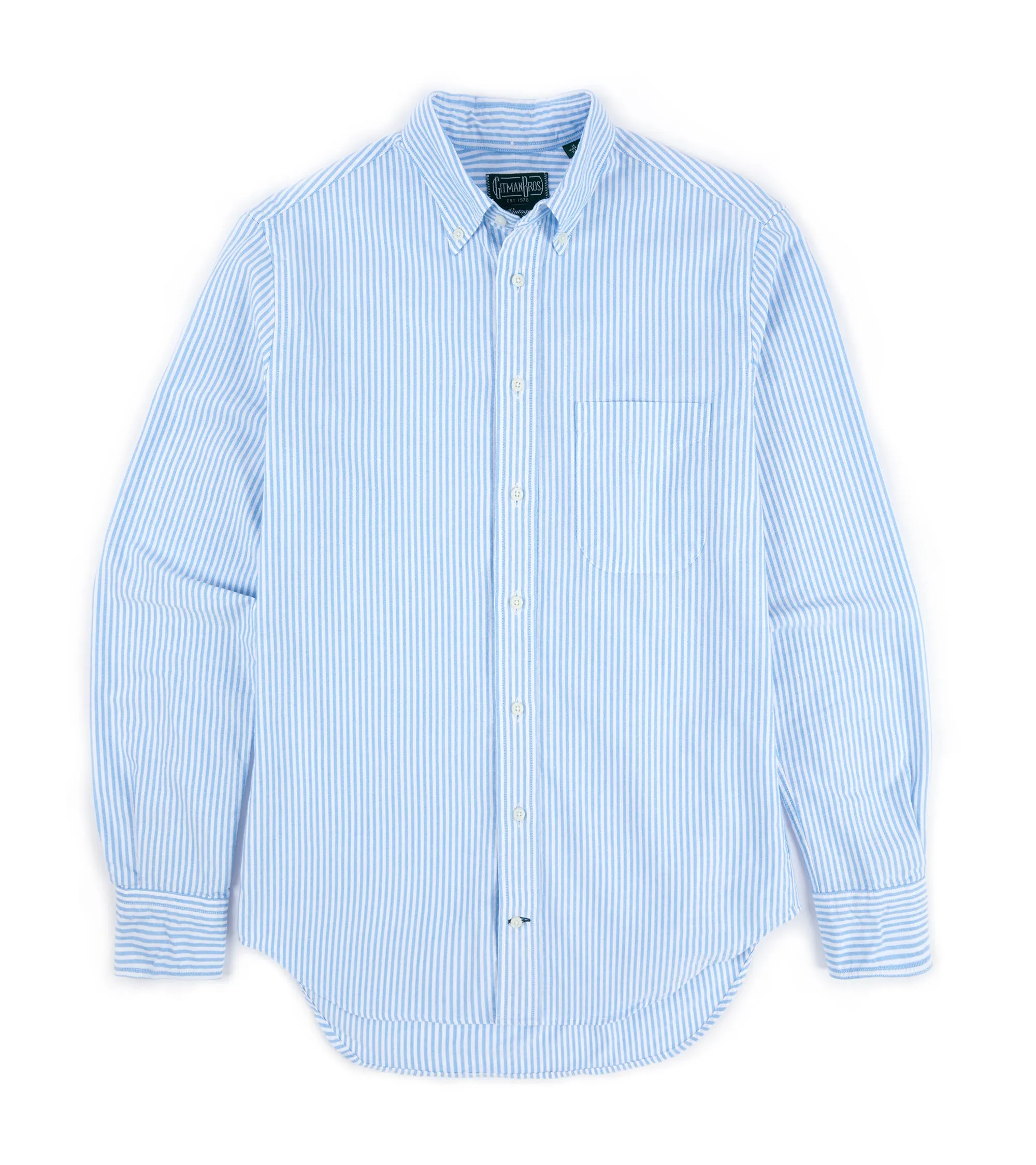 Gitman Vintage Spring Striped Oxford Button Down Shirt: Teal