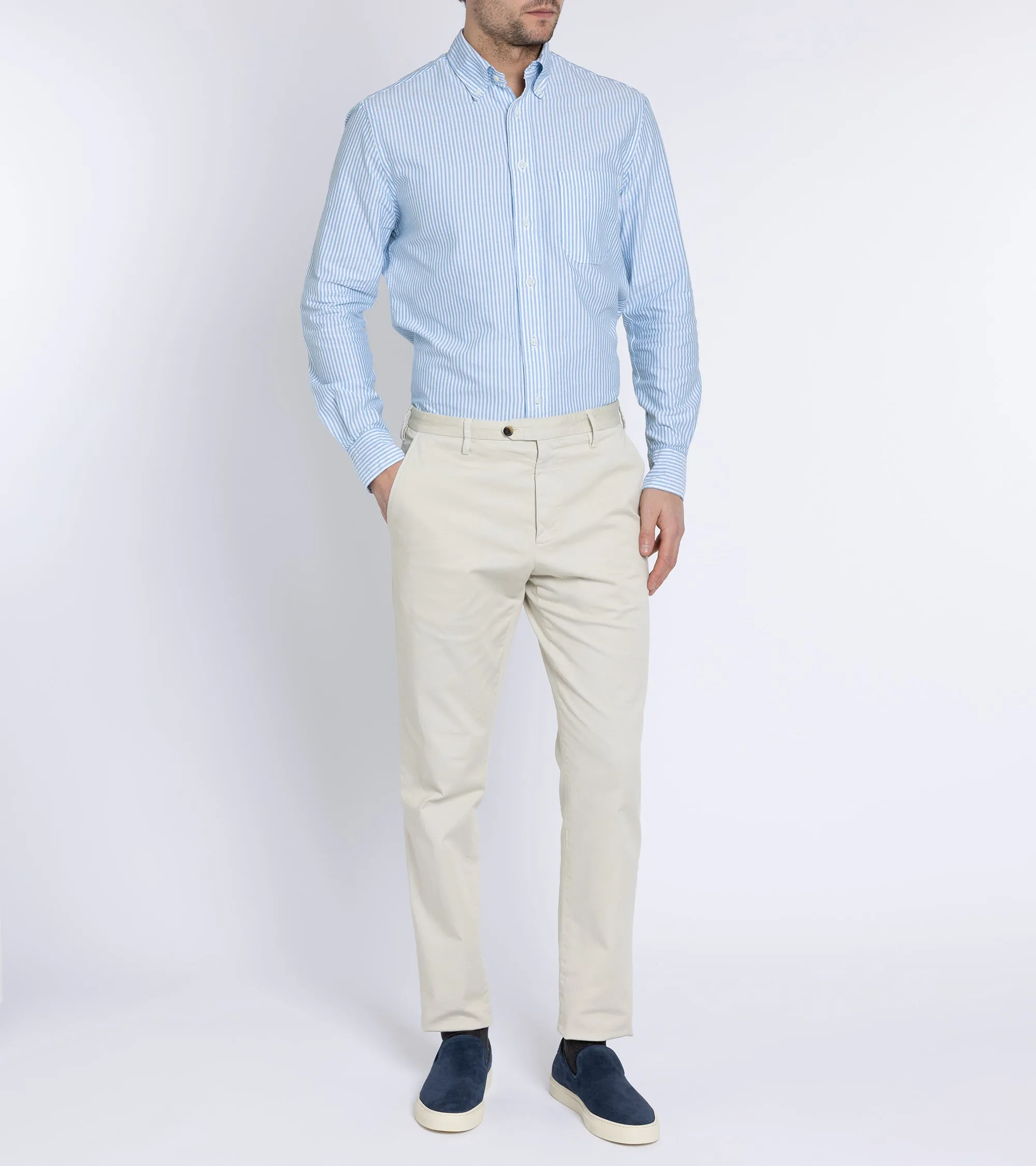 Gitman Vintage Spring Striped Oxford Button Down Shirt: Teal