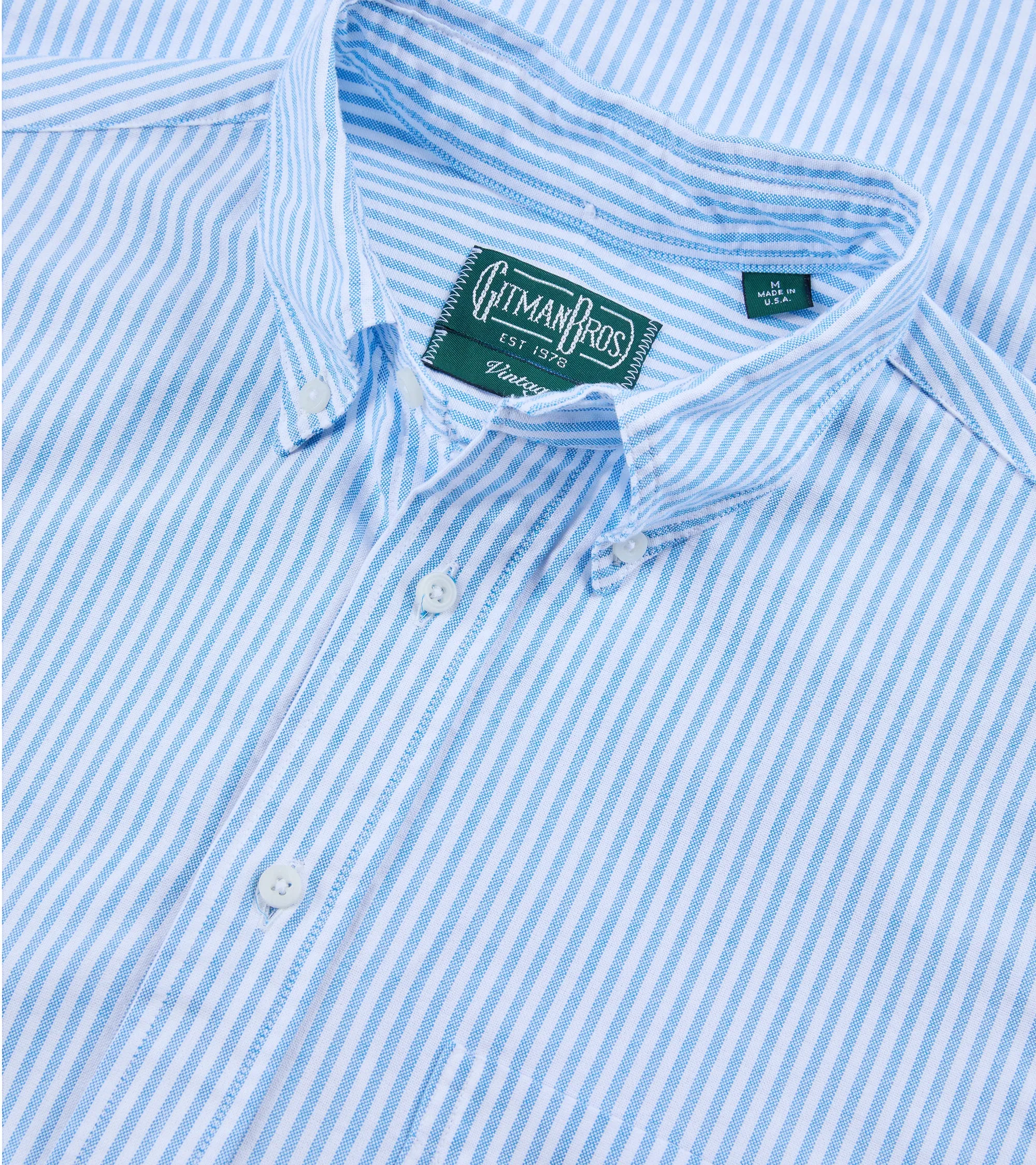 Gitman Vintage Spring Striped Oxford Button Down Shirt: Teal