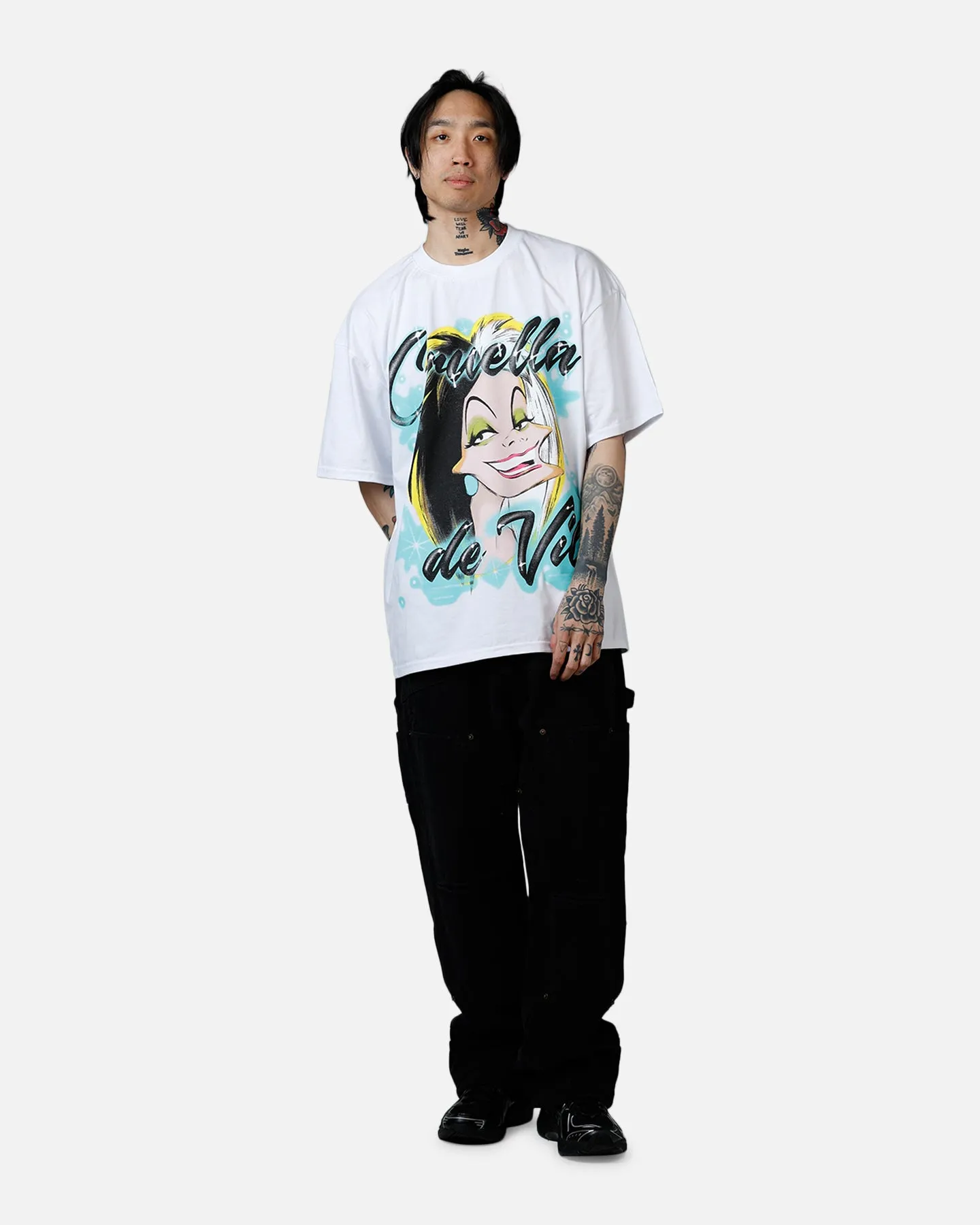 Goat Crew Disney Cruella De Vil Airbrush T-Shirt White