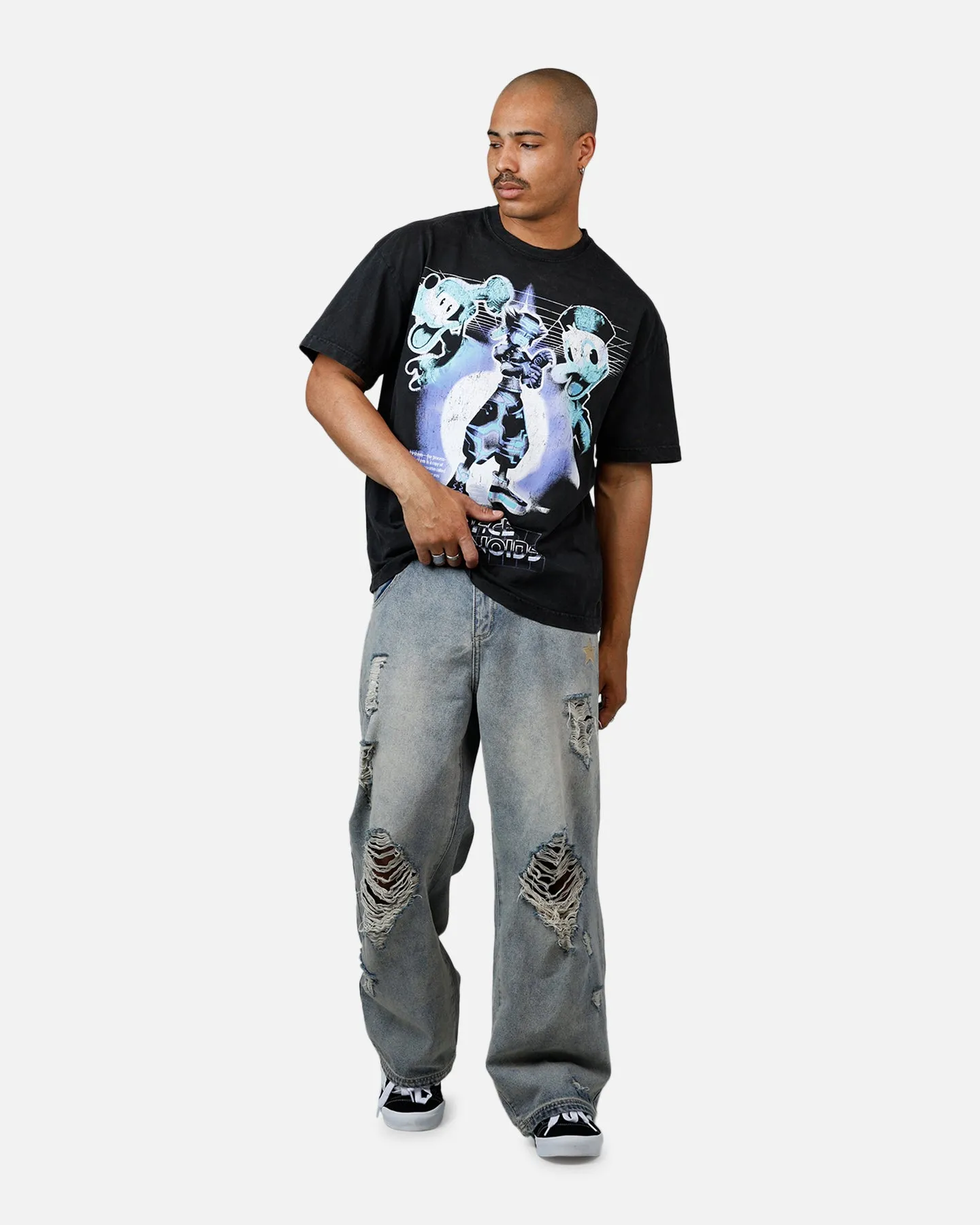 Goat Crew Disney Kingdom Hearts Space Paranoids Heavyweight T-Shirt Black Acidwash