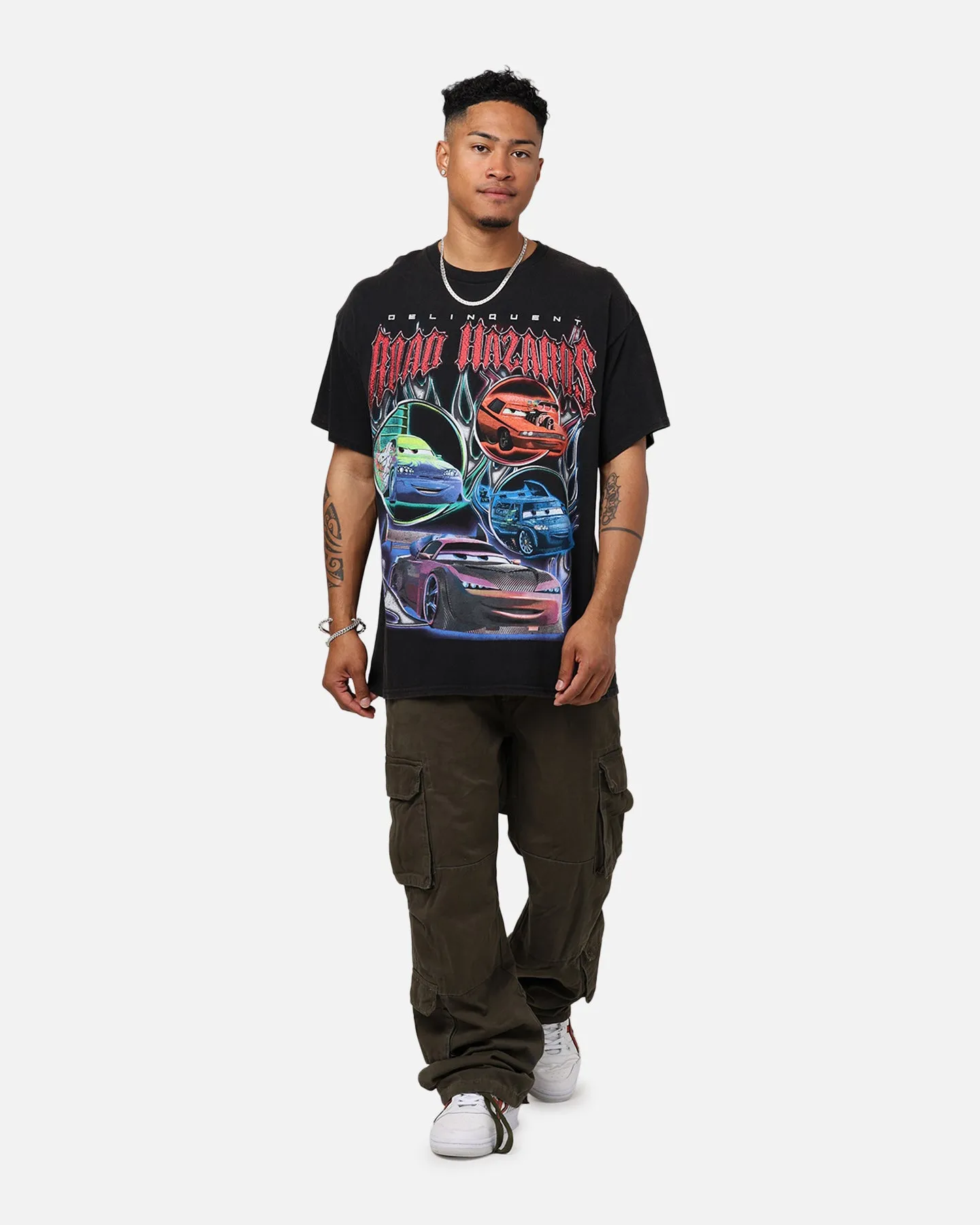 Goat Crew - Pixar Cars Delinquent Road Hazards Vintage T-Shirt Black Wash
