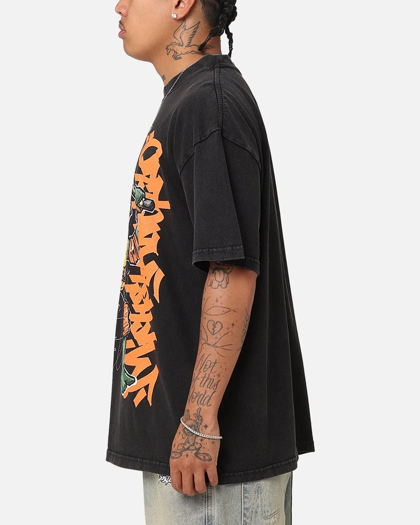 Goat Crew X Teenage Mutant Ninja Turtles Michelangelo X Sofles Vintage T-Shirt Black Acidwash
