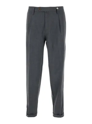 Grey Pants With Pences And Turn-Up Hem
