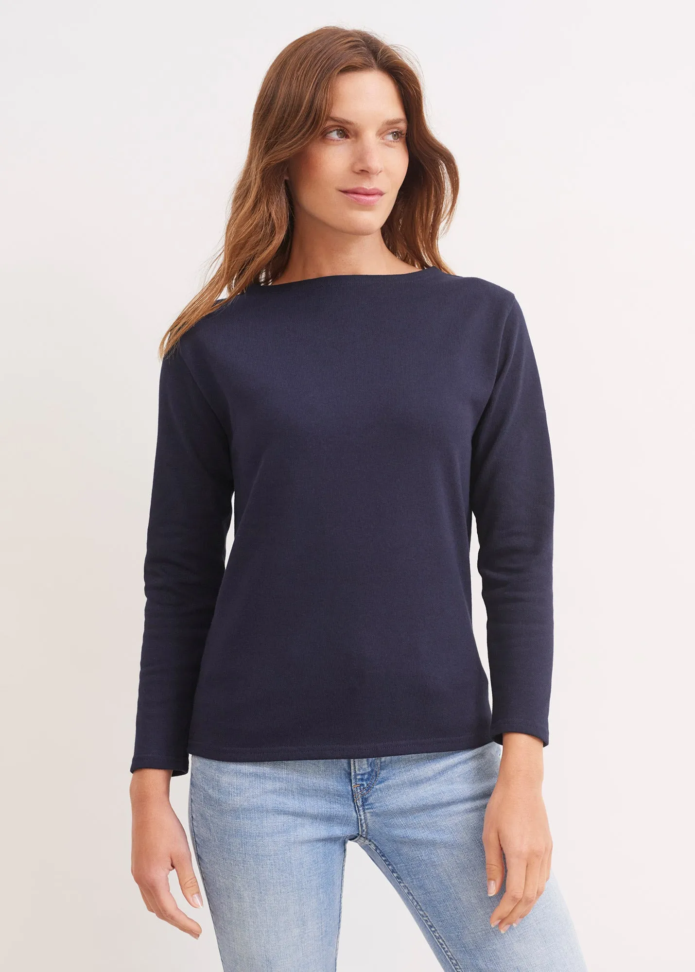 GUILDO - Boat Neck Breton Shirt Heavyweight Cotton | Unisex Fit (NAVY)