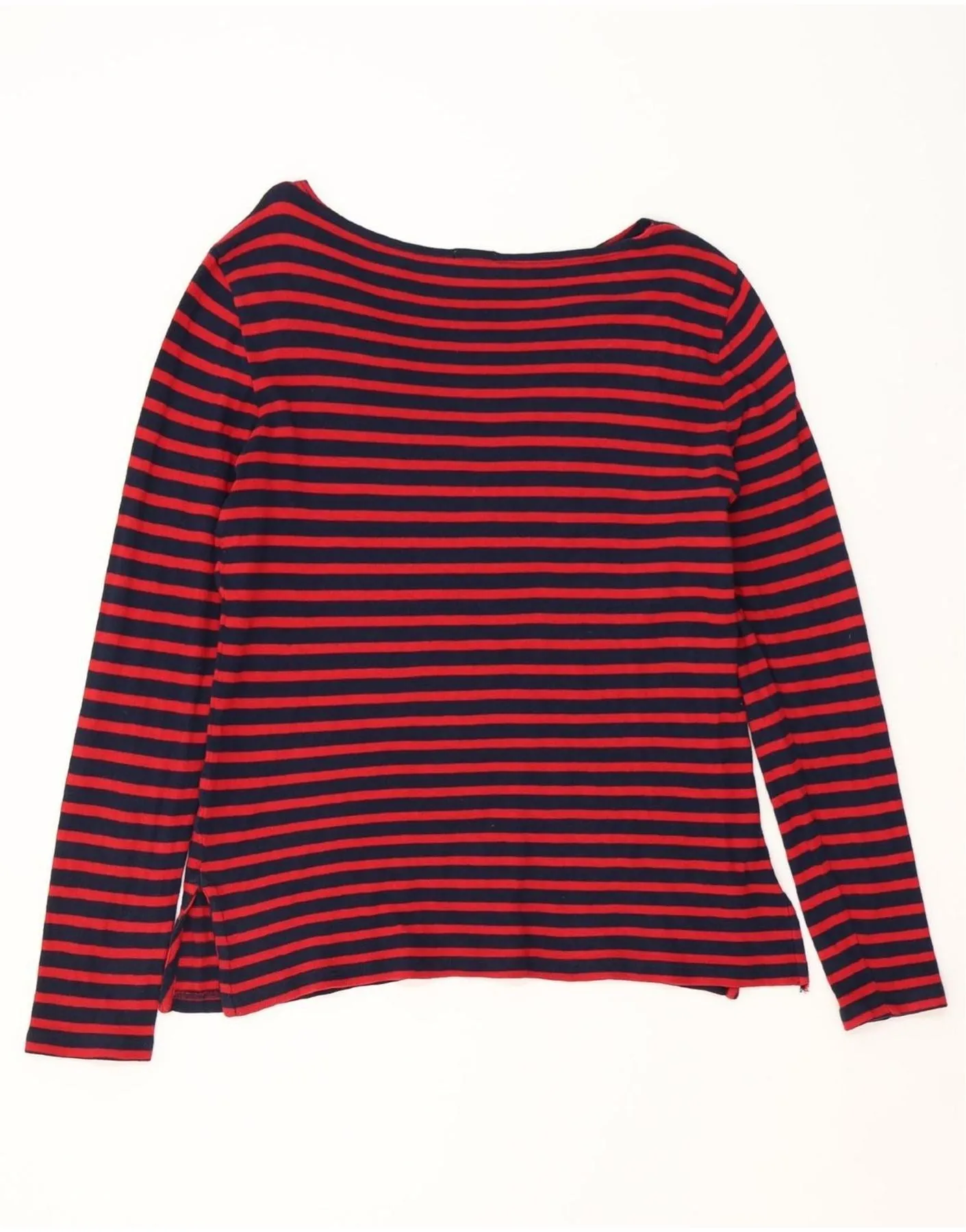 J. CREW Womens Top Long Sleeve UK 18 XL Red Striped Cotton