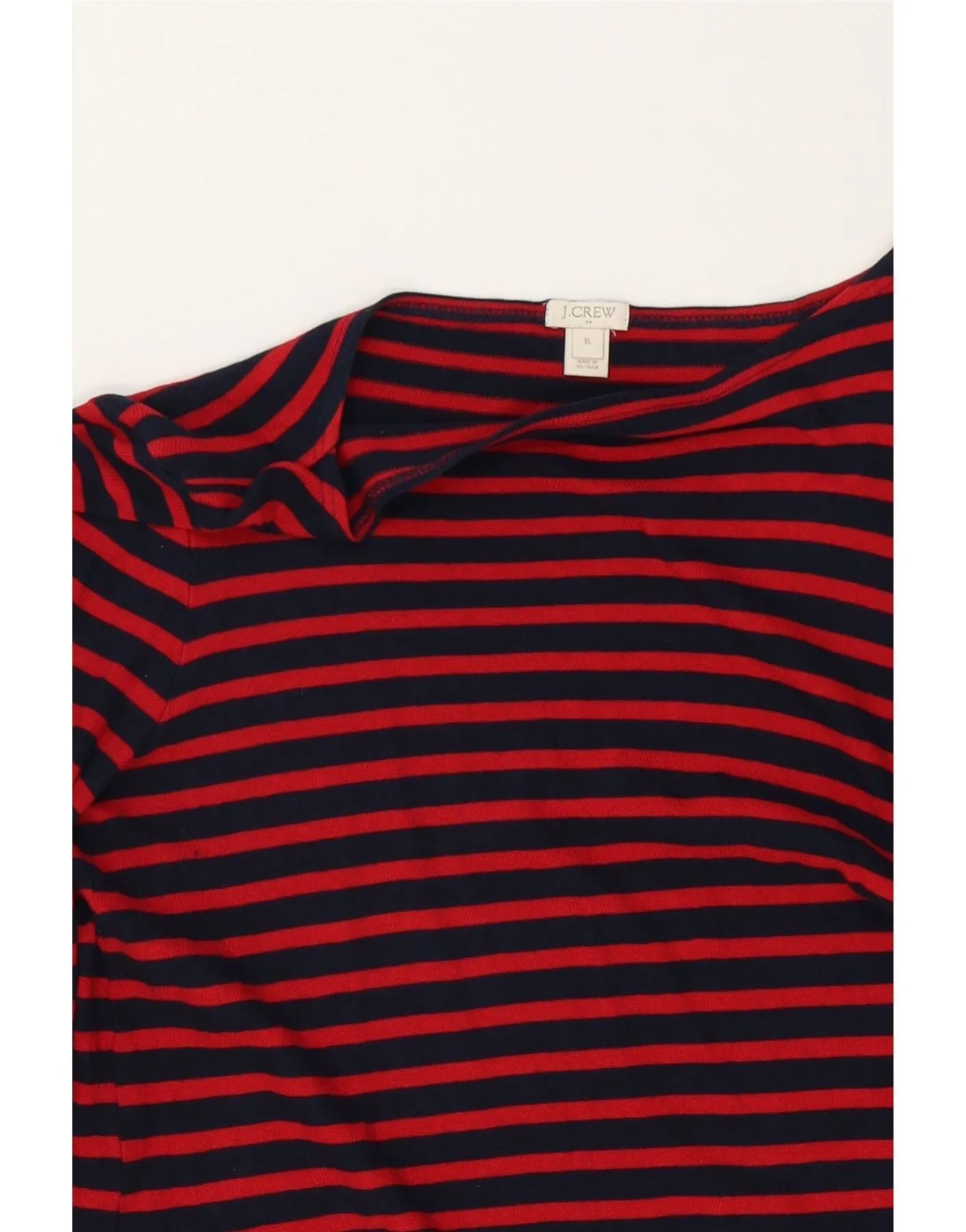 J. CREW Womens Top Long Sleeve UK 18 XL Red Striped Cotton