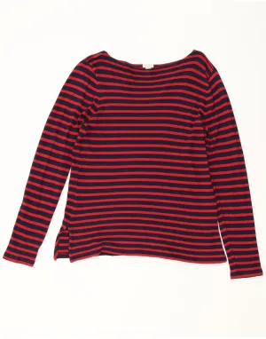 J. CREW Womens Top Long Sleeve UK 18 XL Red Striped Cotton