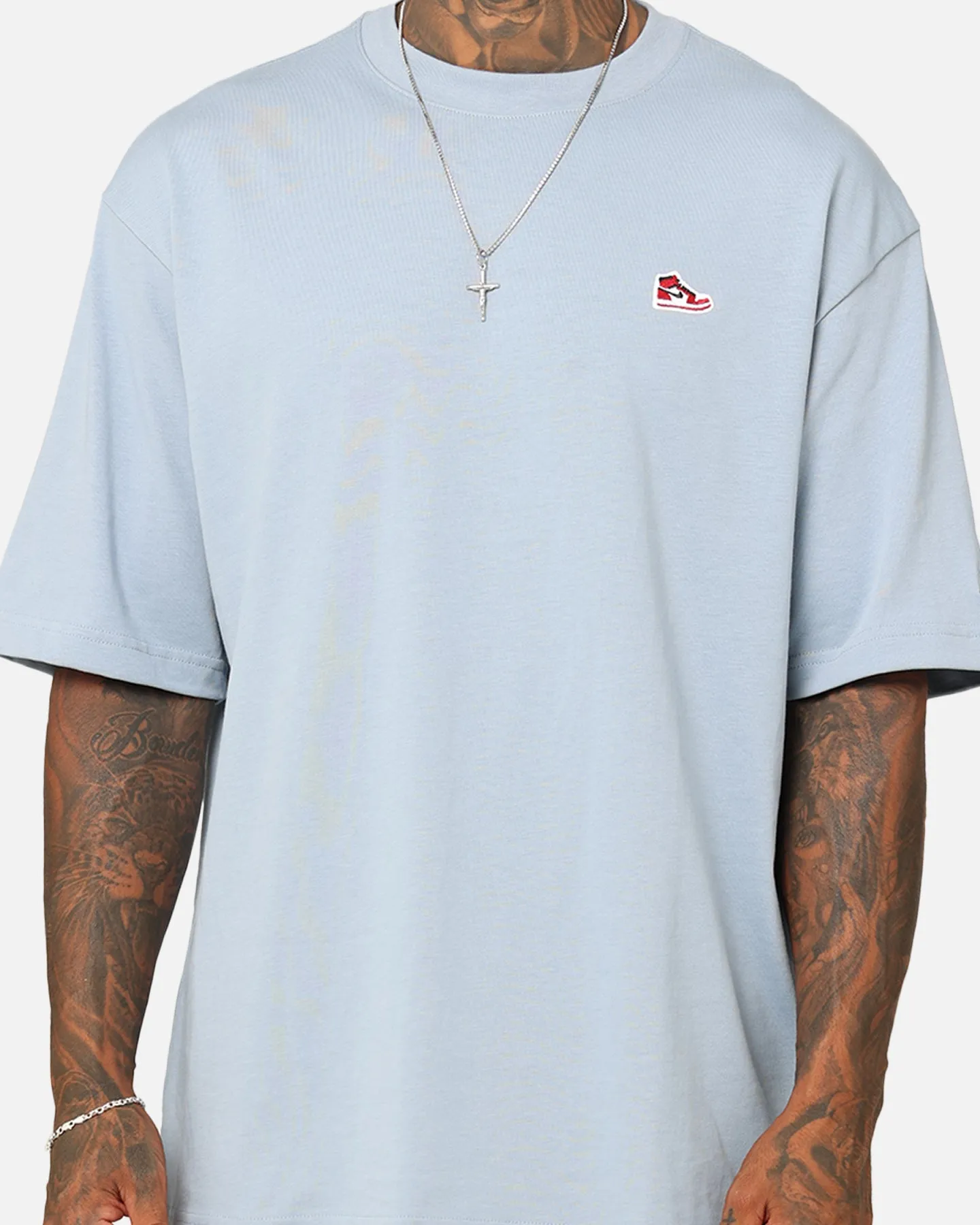 Jordan Brand Sneaker Patch Crew T-Shirt Blue Grey