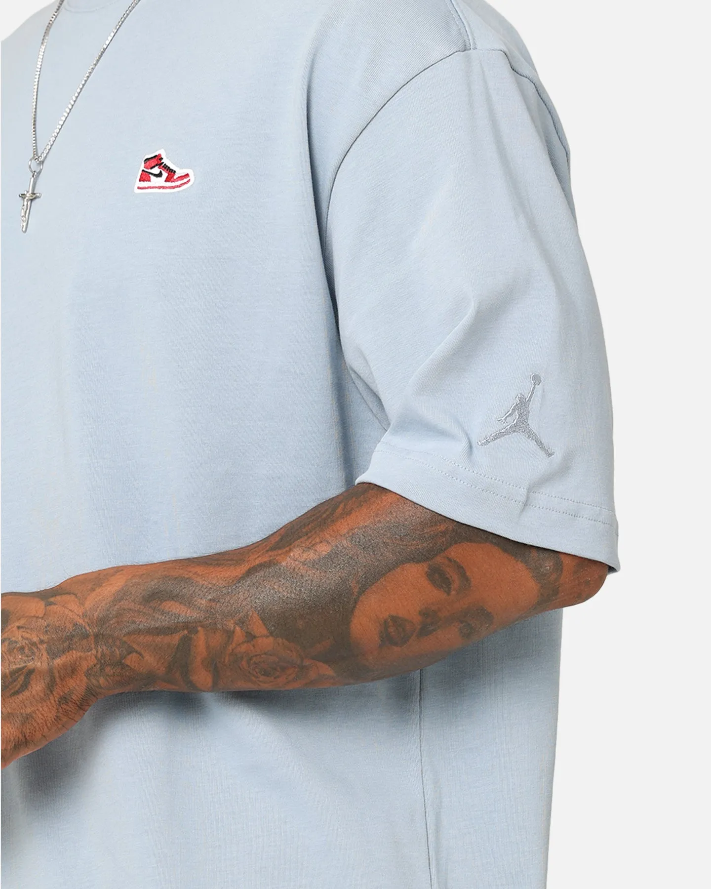 Jordan Brand Sneaker Patch Crew T-Shirt Blue Grey