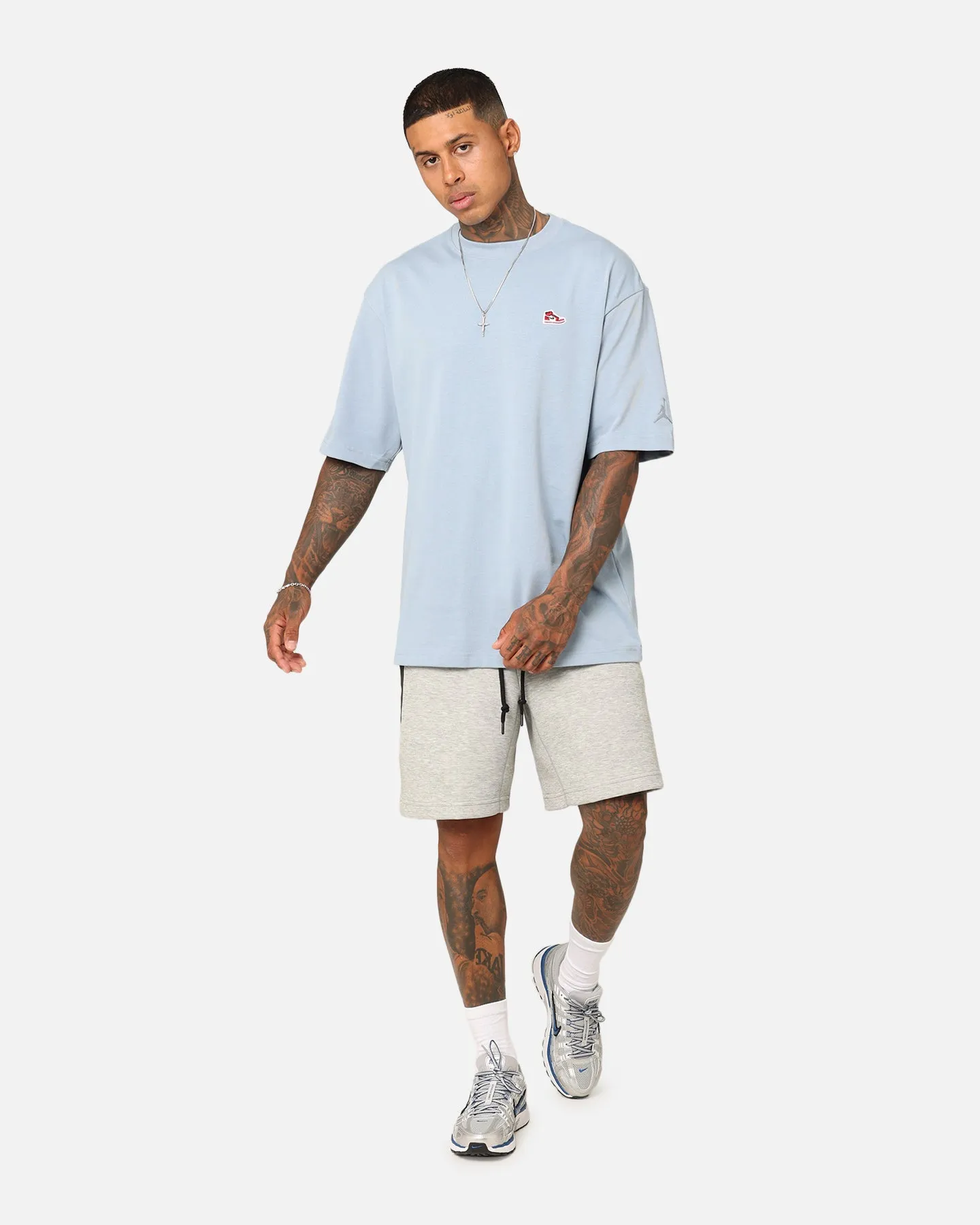 Jordan Brand Sneaker Patch Crew T-Shirt Blue Grey