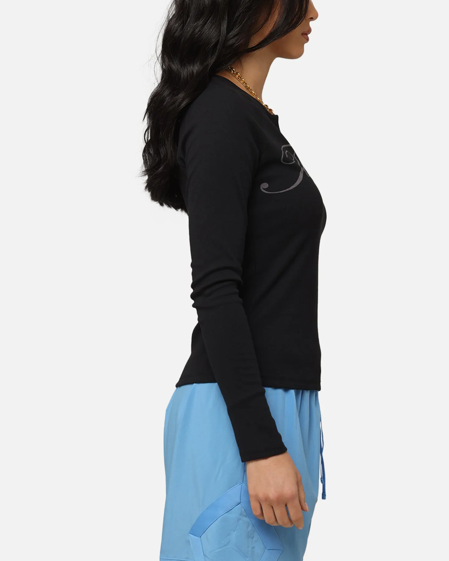 Jordan Women's Long-Sleeve Ribbed Knit Top Black/Medium Grey