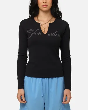 Jordan Women's Long-Sleeve Ribbed Knit Top Black/Medium Grey