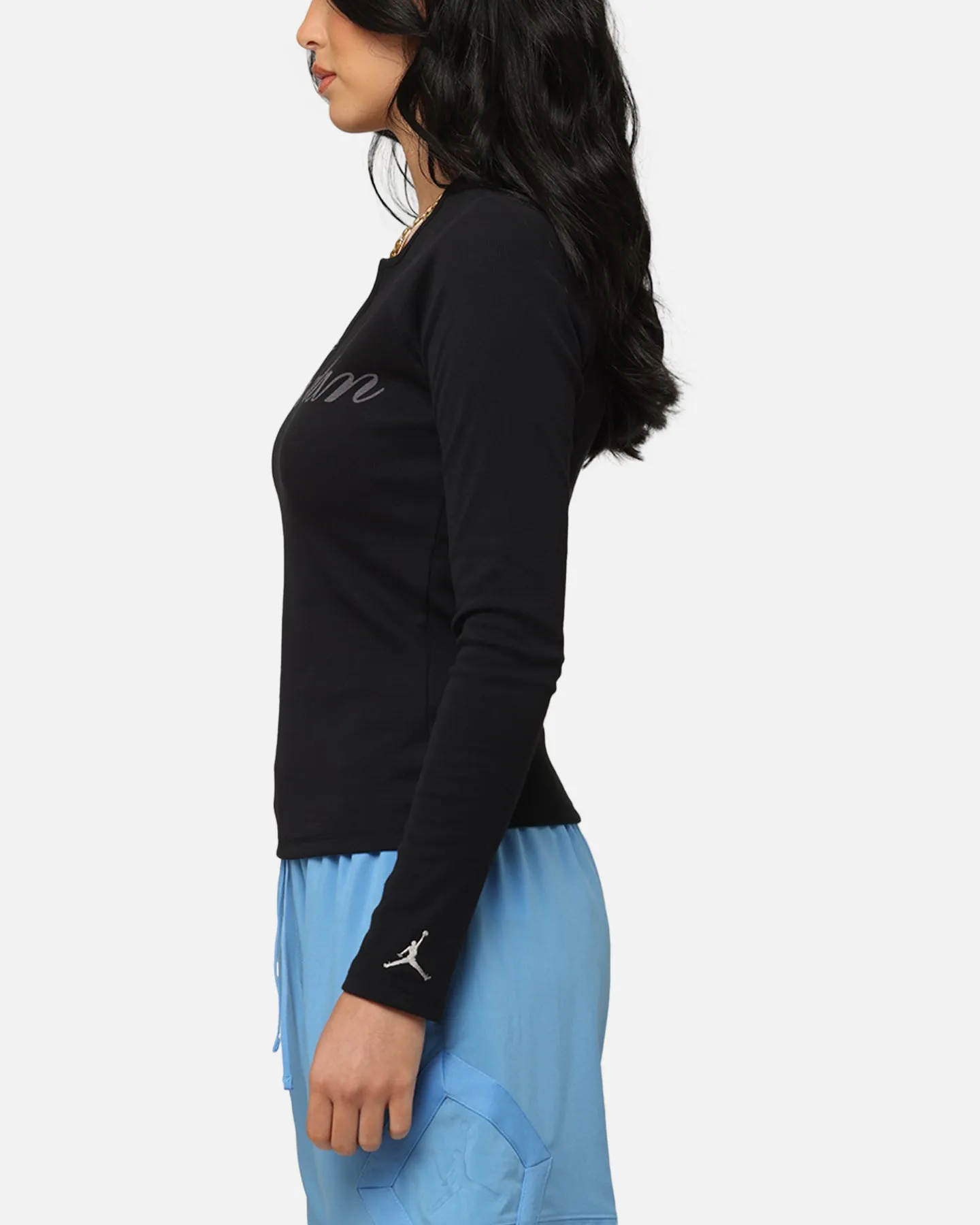 Jordan Women's Long-Sleeve Ribbed Knit Top Black/Medium Grey