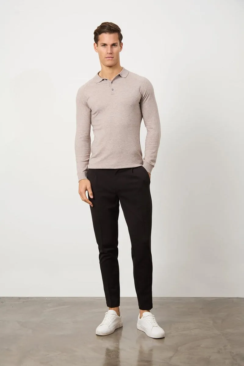 Knitted Polo Shirt in Wheat