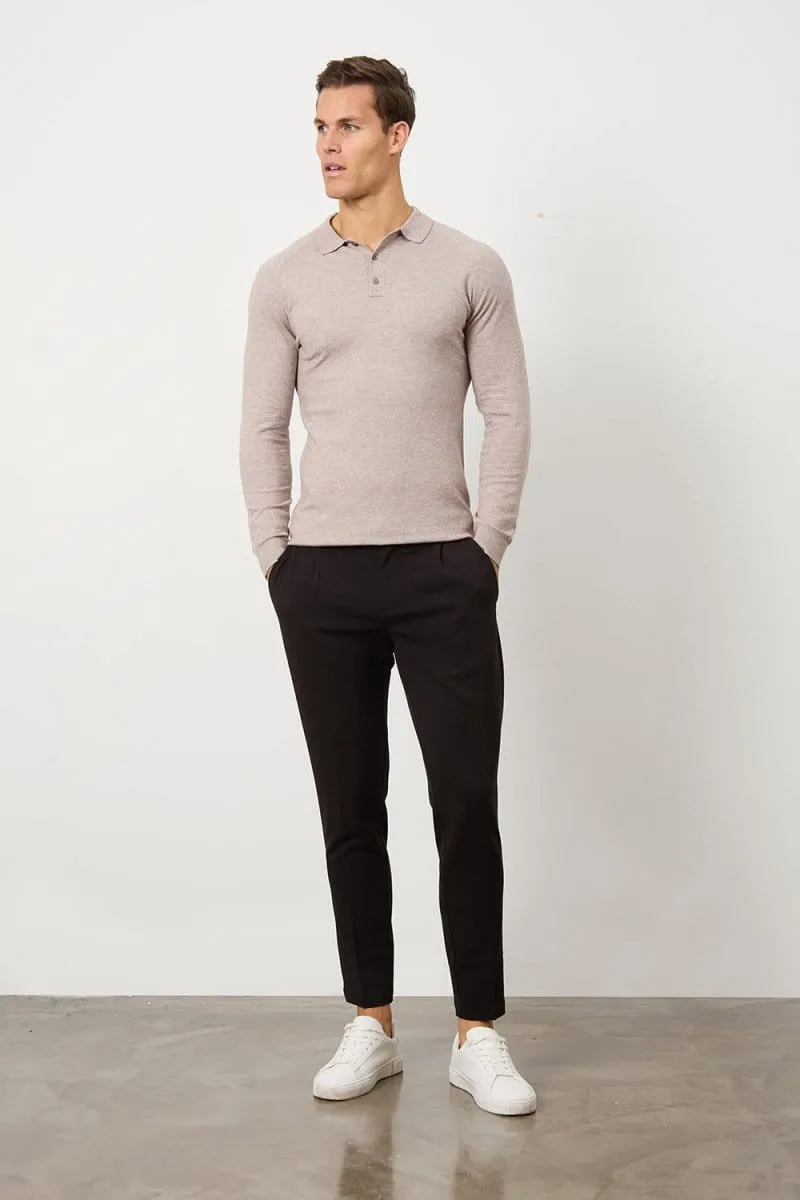 Knitted Polo Shirt in Wheat