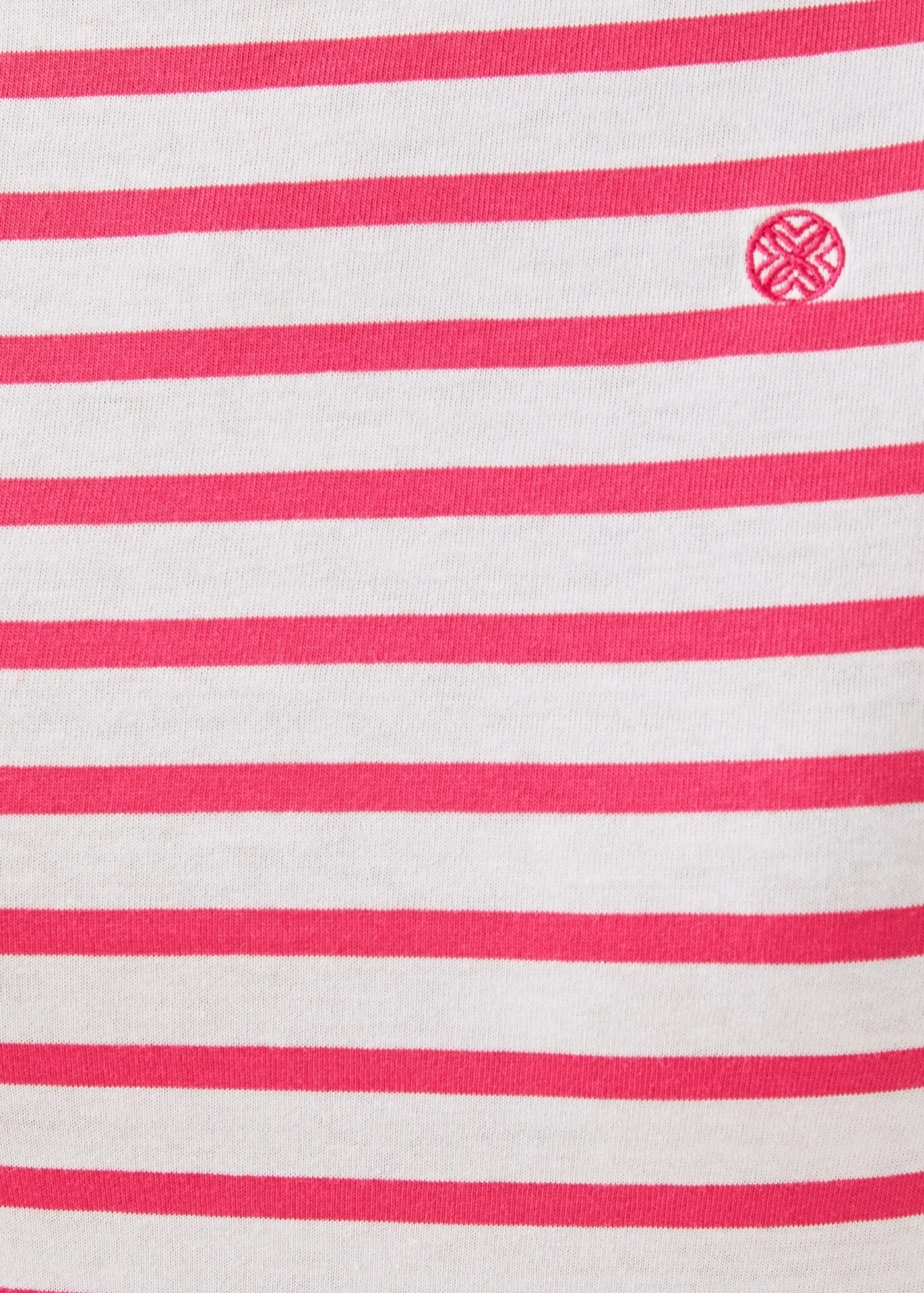 Lilly Pulitzer x MINQUIDAME - Long-Sleeve Breton Striped Shirt with Lilly Logo Embroidery | Soft Cotton | Women Fit (WHITE / NEON PINK)