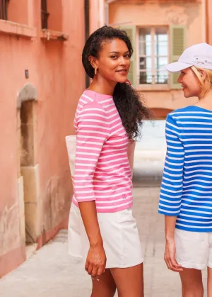 Lilly Pulitzer x VOISSEY - Cotton Sweater with Lilly Logo Embroidery  (NEON PINK / WHITE)