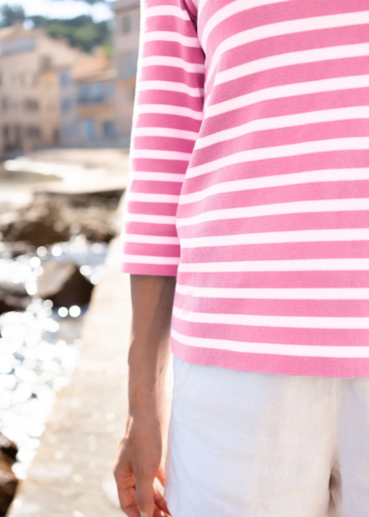 Lilly Pulitzer x VOISSEY - Cotton Sweater with Lilly Logo Embroidery  (NEON PINK / WHITE)