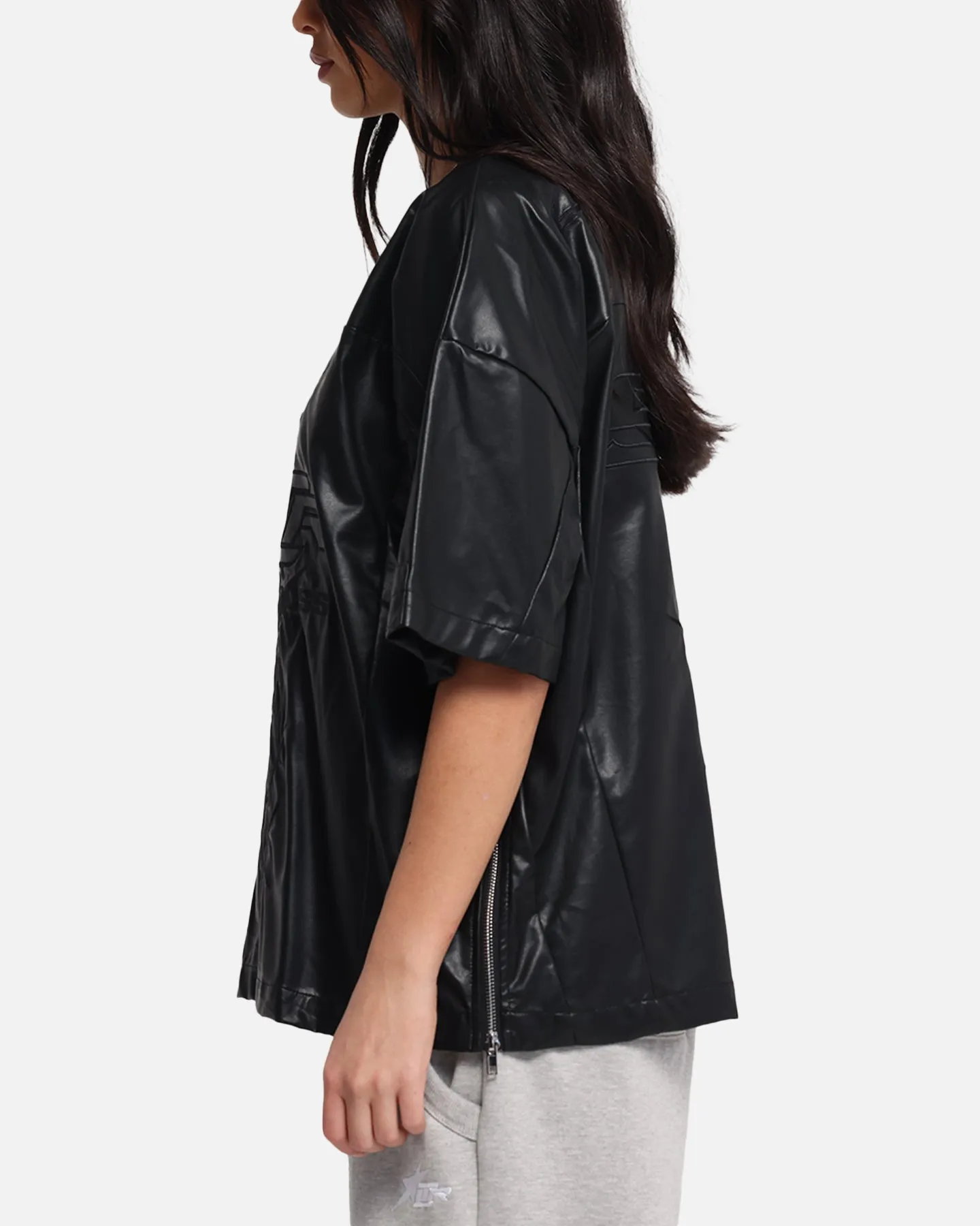 Loiter Vegan Leather Football Top Black