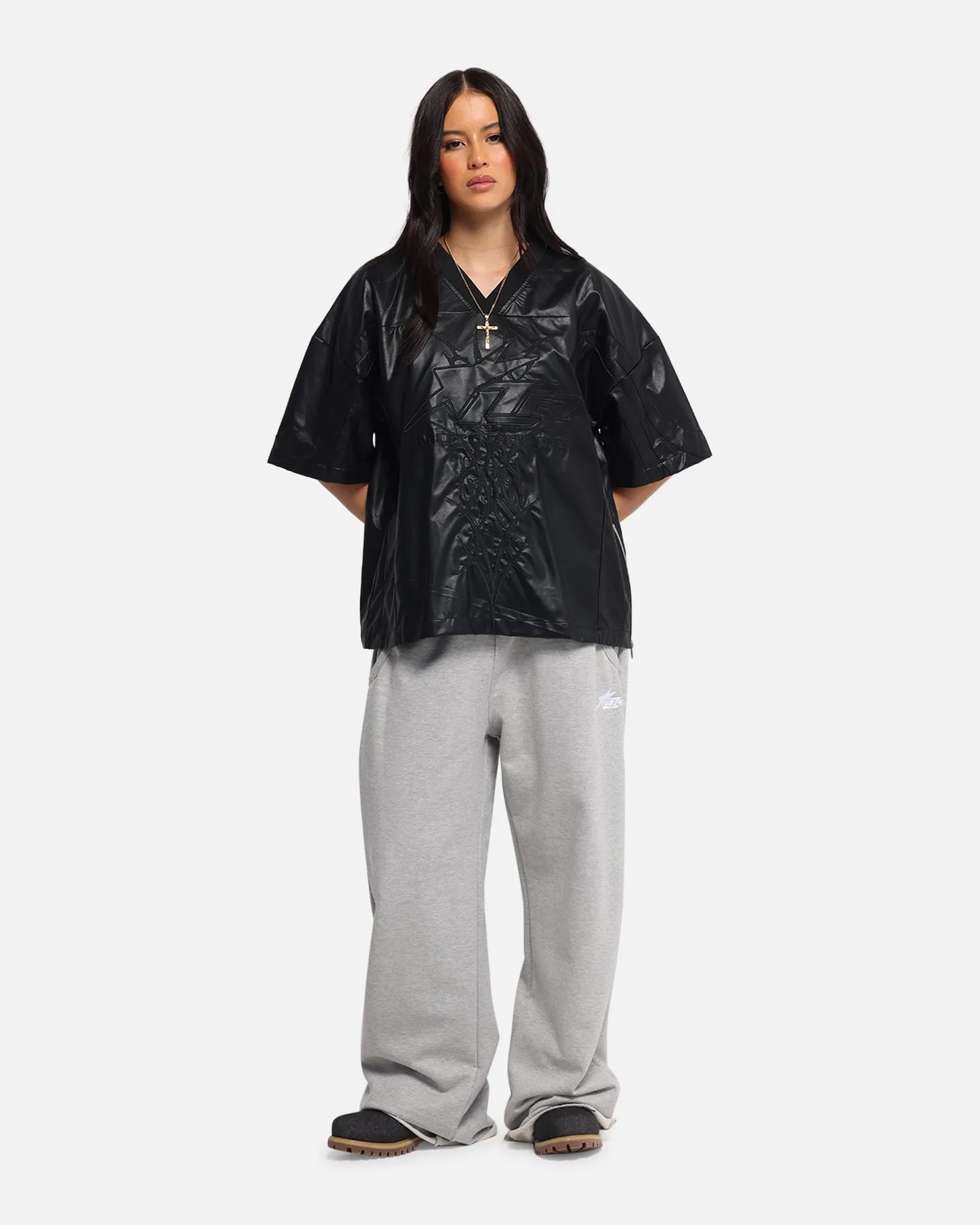 Loiter Vegan Leather Football Top Black