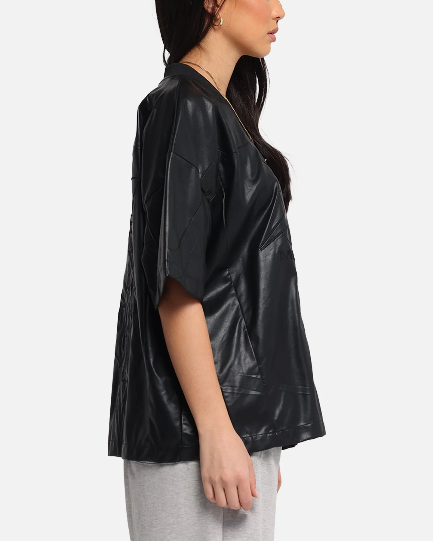 Loiter Vegan Leather Football Top Black