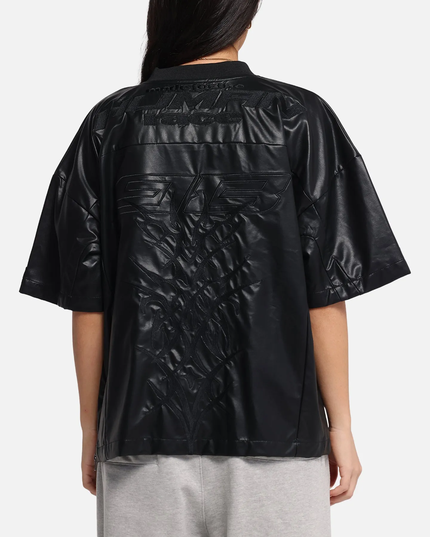 Loiter Vegan Leather Football Top Black
