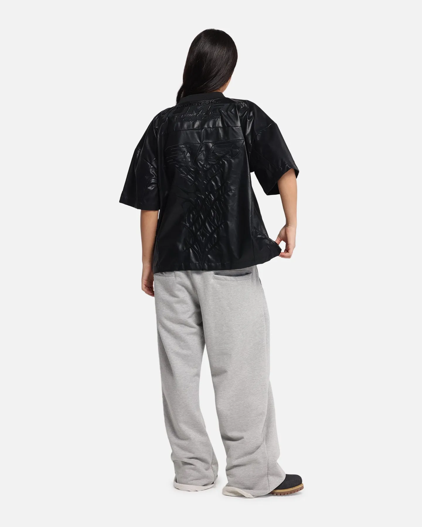 Loiter Vegan Leather Football Top Black