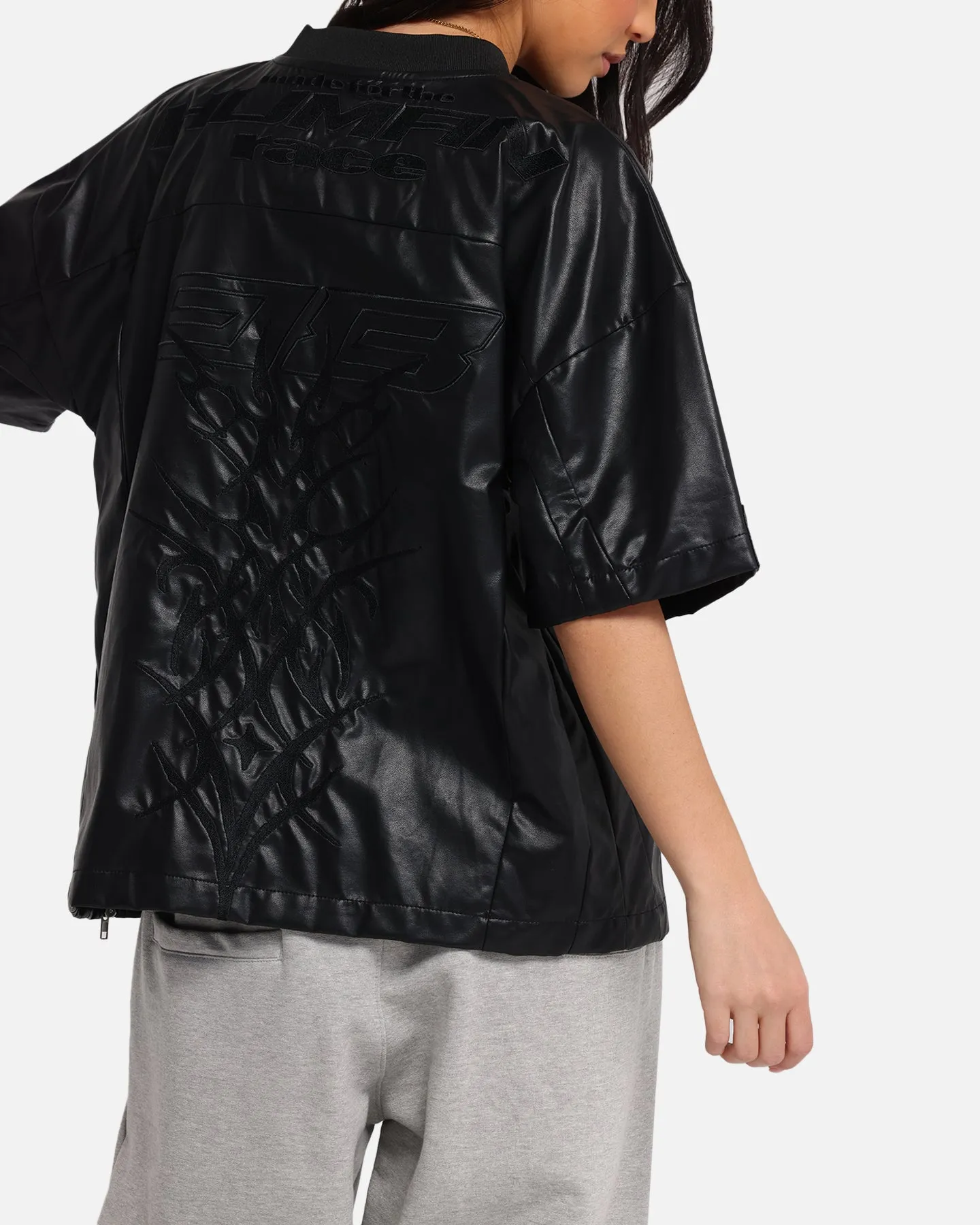 Loiter Vegan Leather Football Top Black