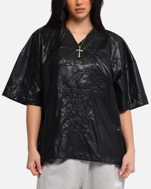 Loiter Vegan Leather Football Top Black