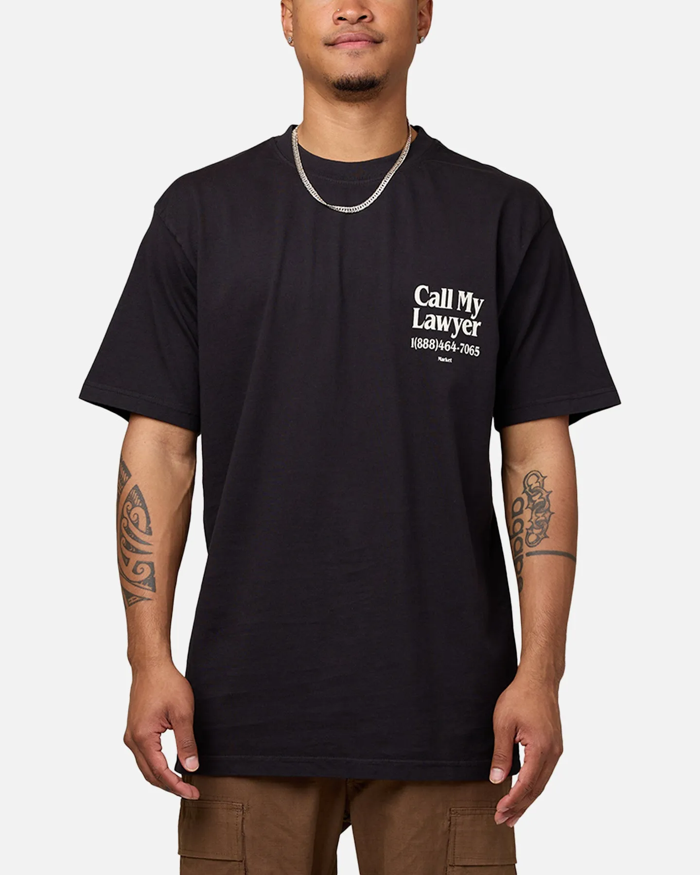 Market Call My Lawyer T-Shirt Washed Black