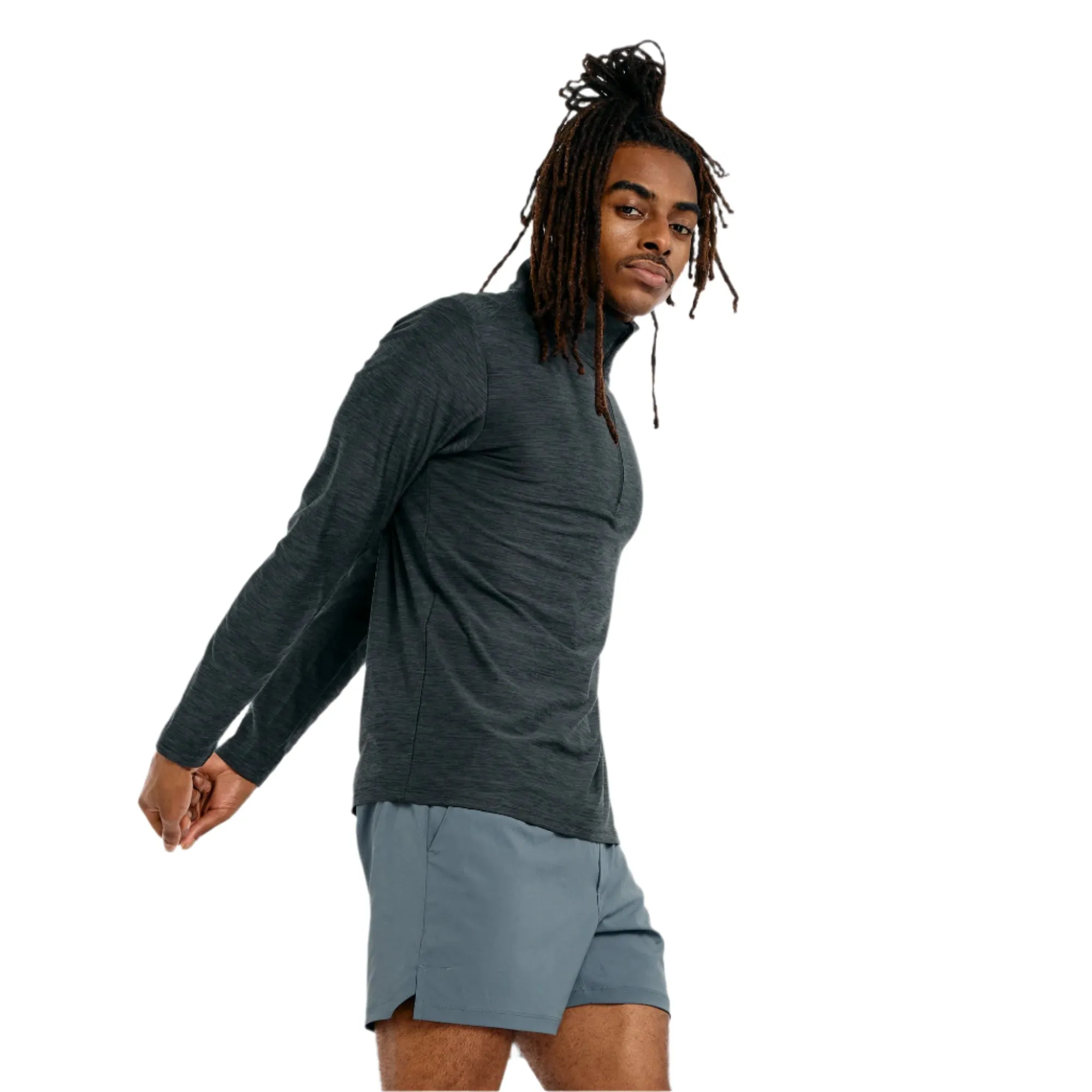 Men's Space Dye 1/4 Zip Long Sleeve Tee