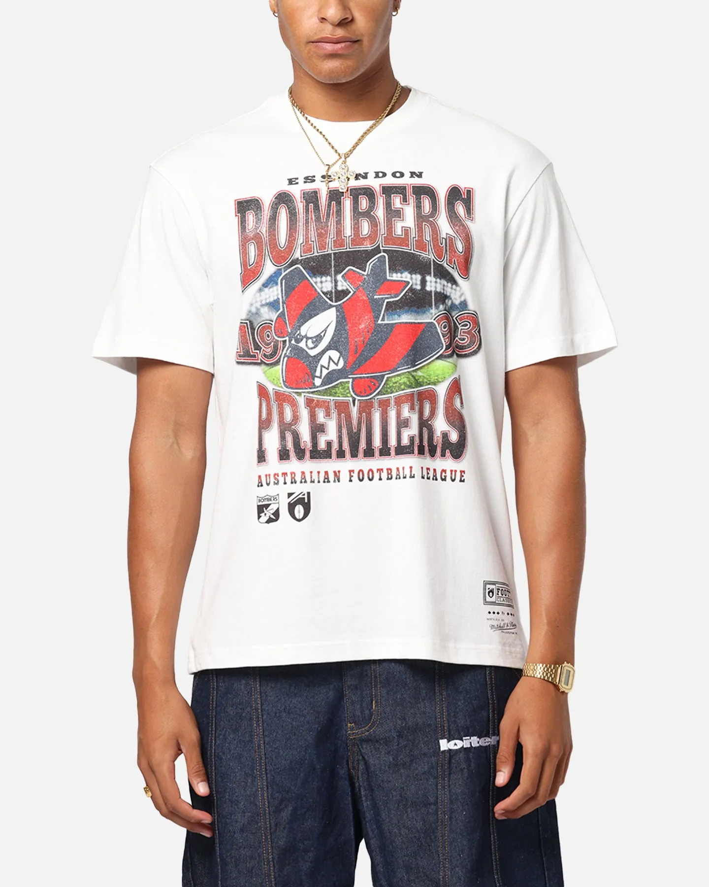 Mitchell & Ness Essendon Bombers Mascot T-Shirt Vintage White