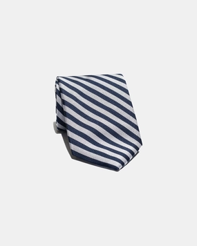 NAVY/SILVER JOCKEY STRIPE TIE