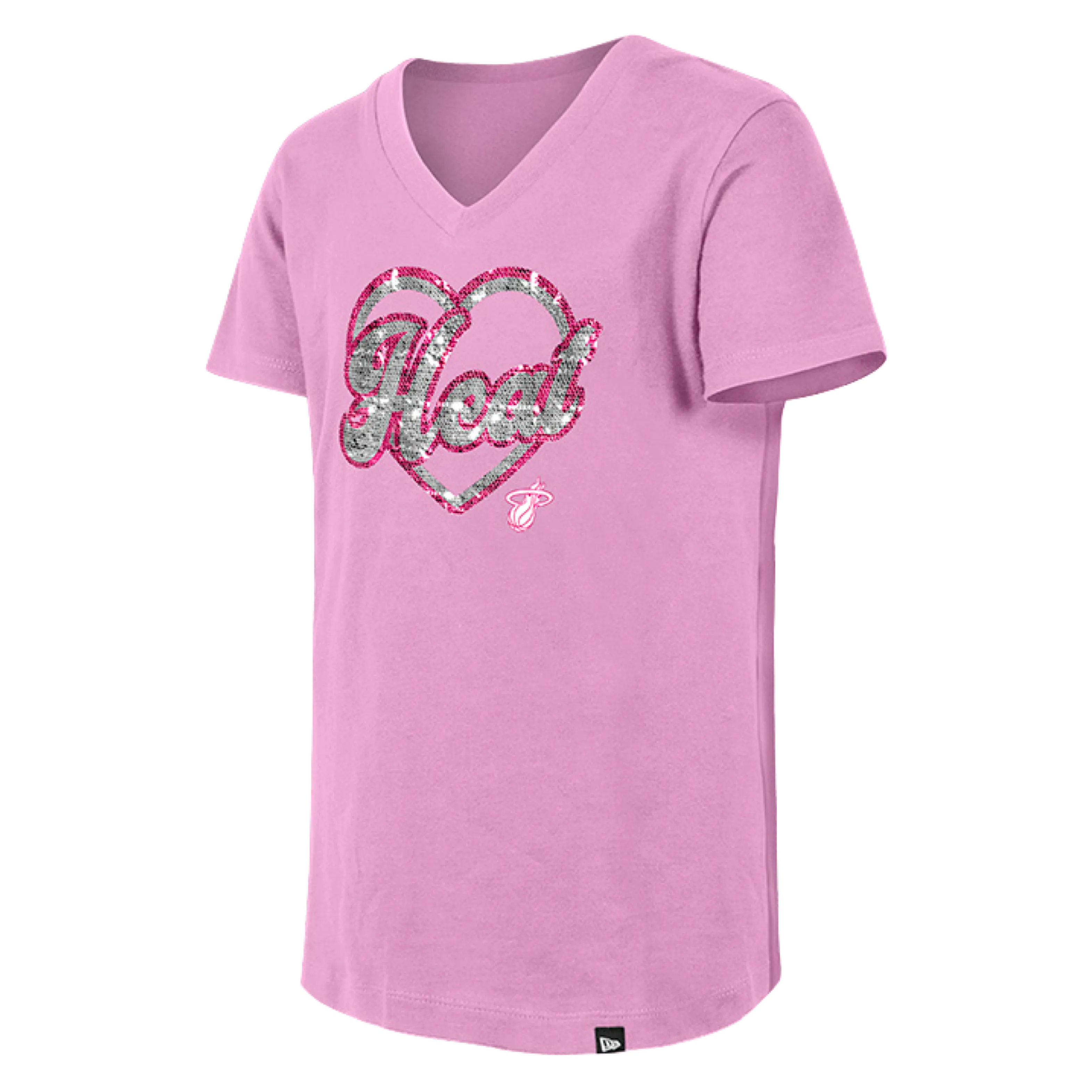 New Era Miami HEAT Girls Sequin Heart Tee