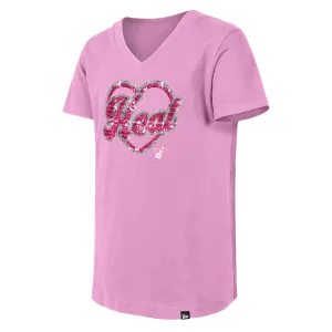 New Era Miami HEAT Girls Sequin Heart Tee