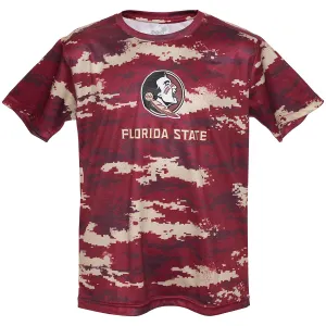 Outerstuff Kid's Seminole Logo/Florida State Digital Camo Short Sleeve Performance T-shirt - Garnet/Gold