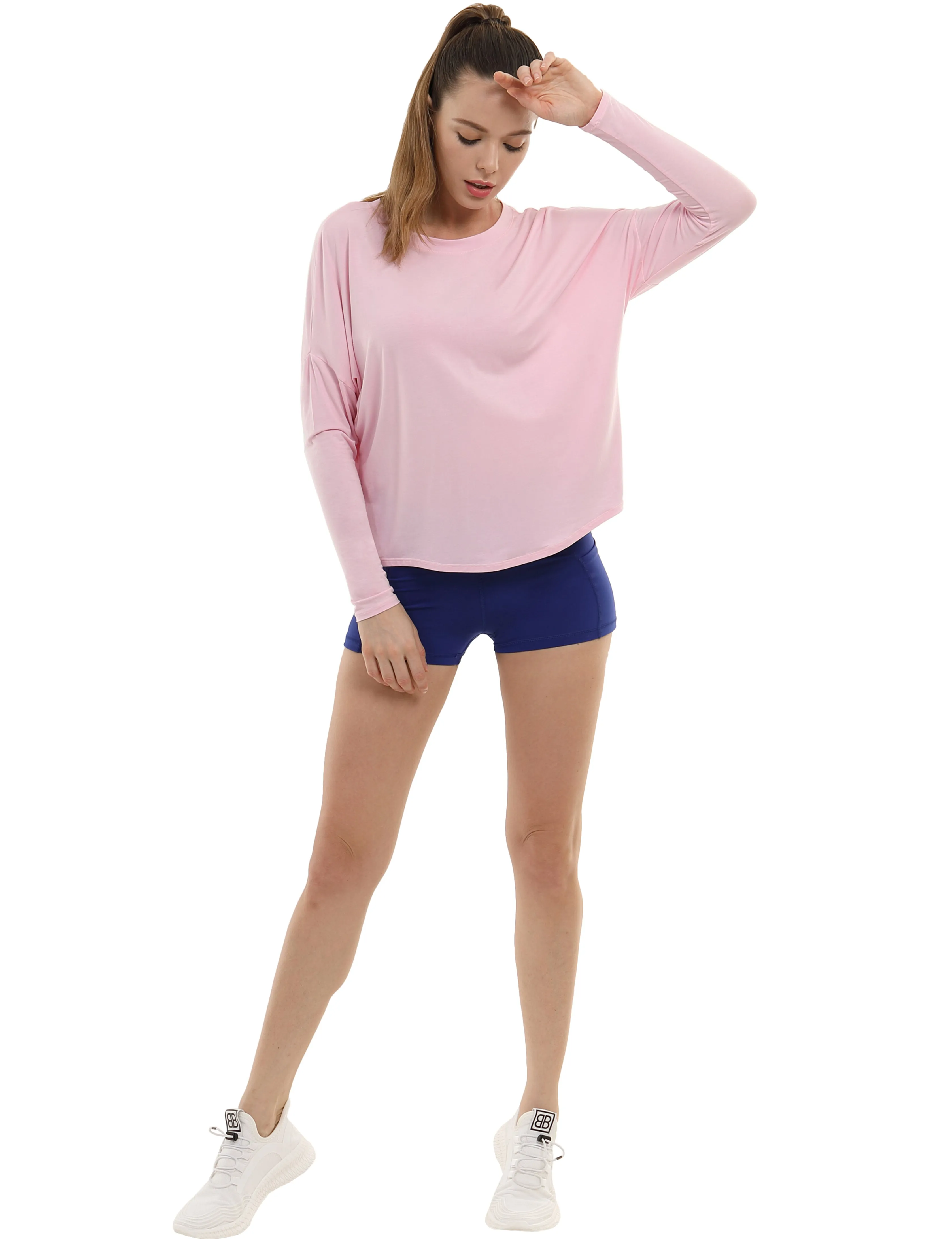Oversized T-Shirt Biking Batwing Tunic Tops Lightpink_Biking | Bubblelime