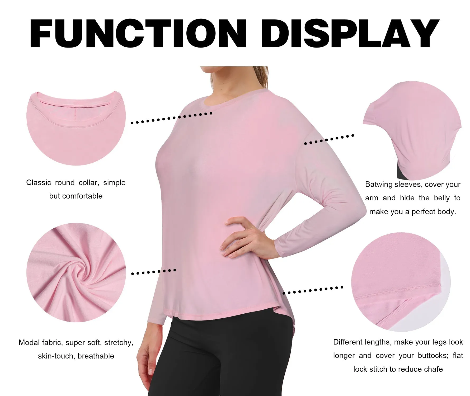 Oversized T-Shirt Biking Batwing Tunic Tops Lightpink_Biking | Bubblelime